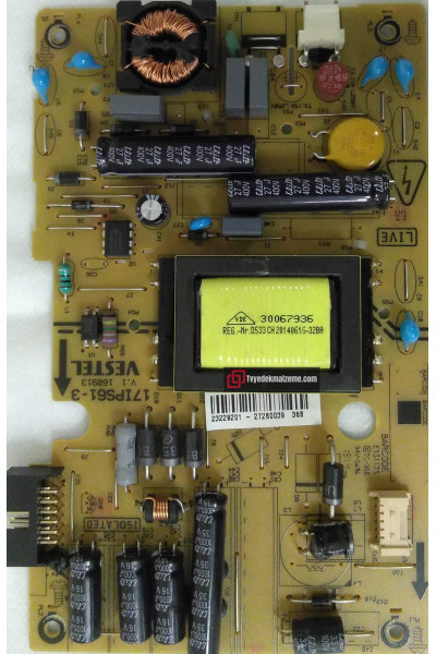 17IPS61-3, V.1 160913, 23229201, VESTEL, POWER BOARD, BESLEME KARTI 17IPS61-3, V.1 160913, 23229201, VESTEL, POWER BOARD, BESLEME KARTI